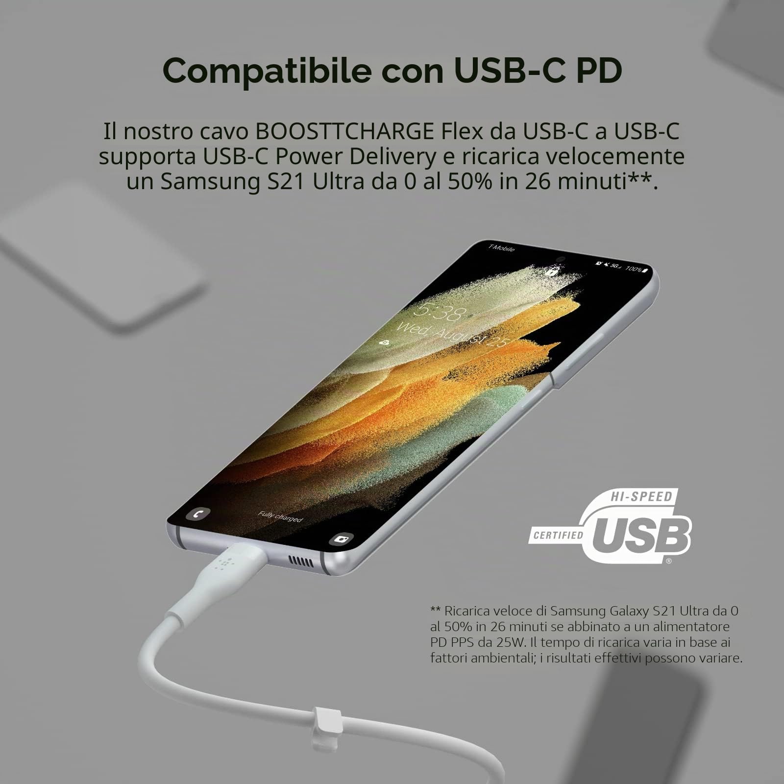 belkin-flex-cavo-usb-c-usb-c-in-silicone-ricarica-rapida-fino-a-60-w-2-m-bianco image 2