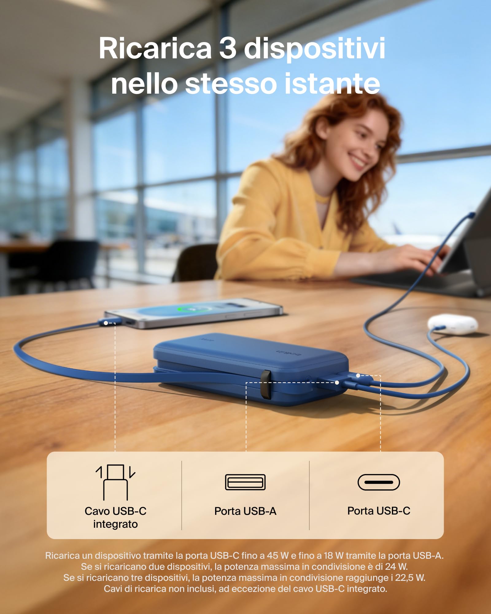 belkin-ultracharge-power-bank-10-000-mah-45-w-pd-con-cavo-usb-c-integrato-e-disp image 3