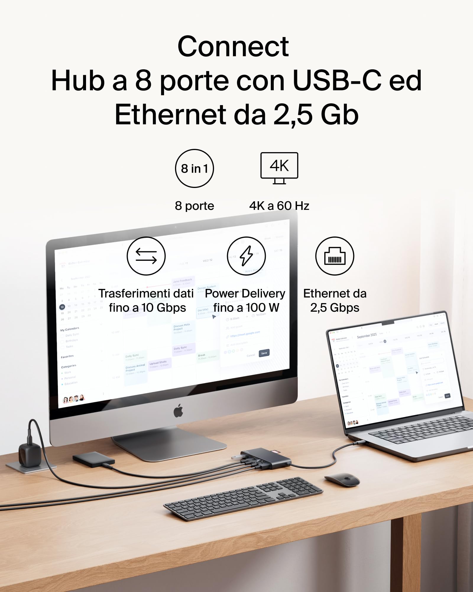 belkin-connect-hub-usb-c-a-8-porte-hdmi-4k-60hz-100w-pd-dati-10gbps-ethernet-2-5 image 2