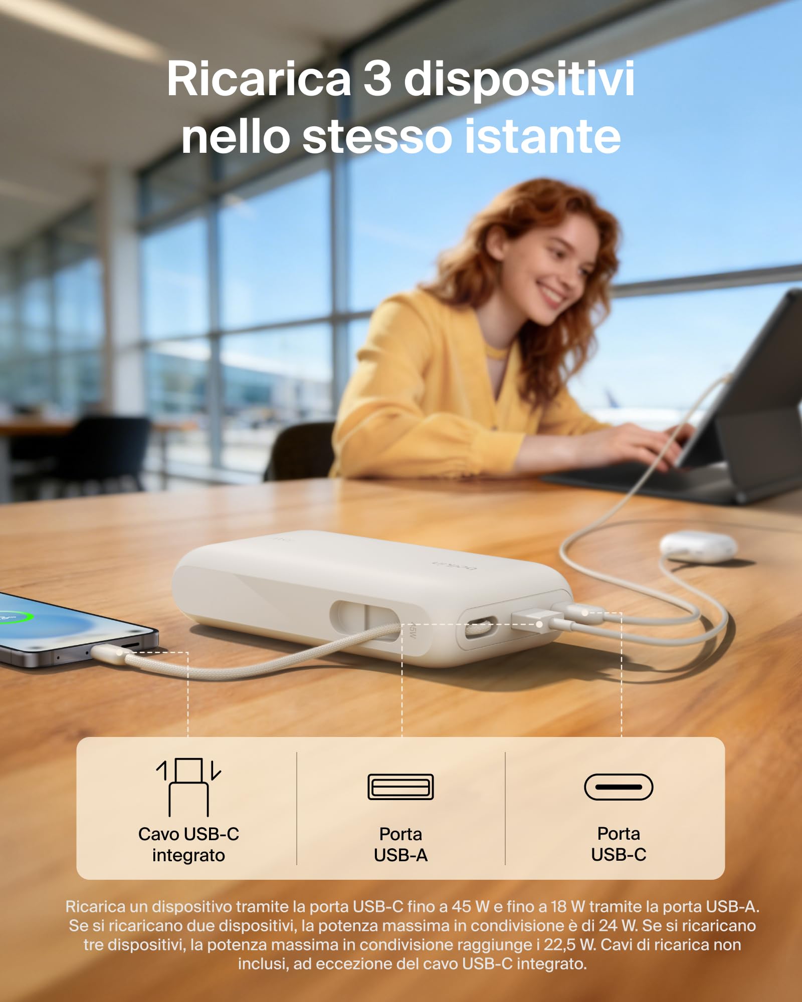 belkin-ultracharge-power-bank-20-000-mah-45-w-pd-con-cavo-usb-c-integrato-e-disp image 3
