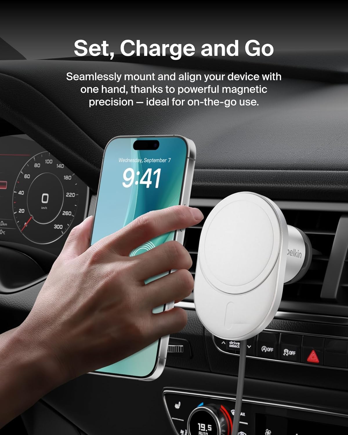 belkin-boostcharge-pro-supporto-auto-wireless-magnetico-qi2-15-w-compatibile-mag image 2