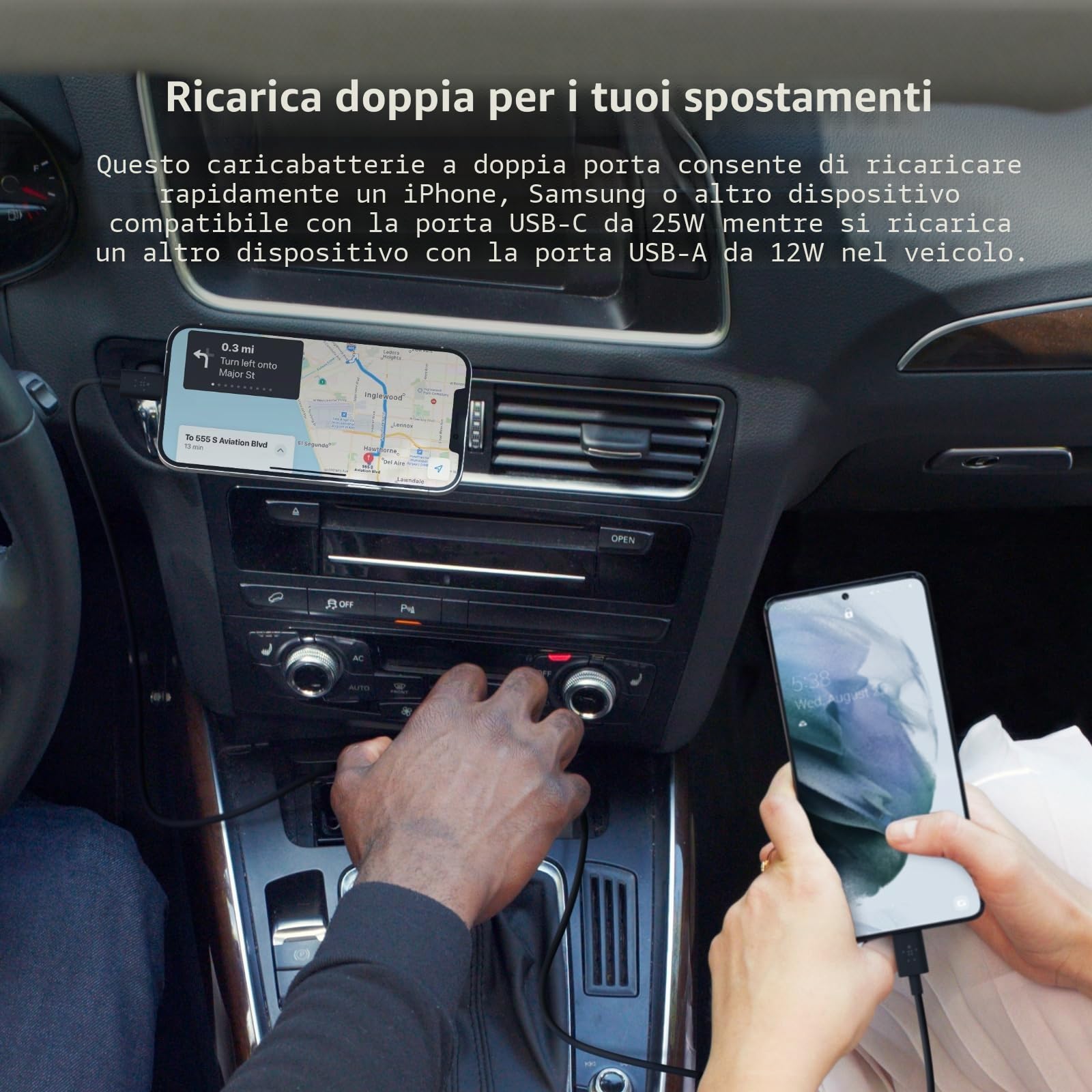 belkin-boostcharge-caricabatteria-da-auto-doppio-37-w-con-porta-usb-c-pps-25-w-e image 2