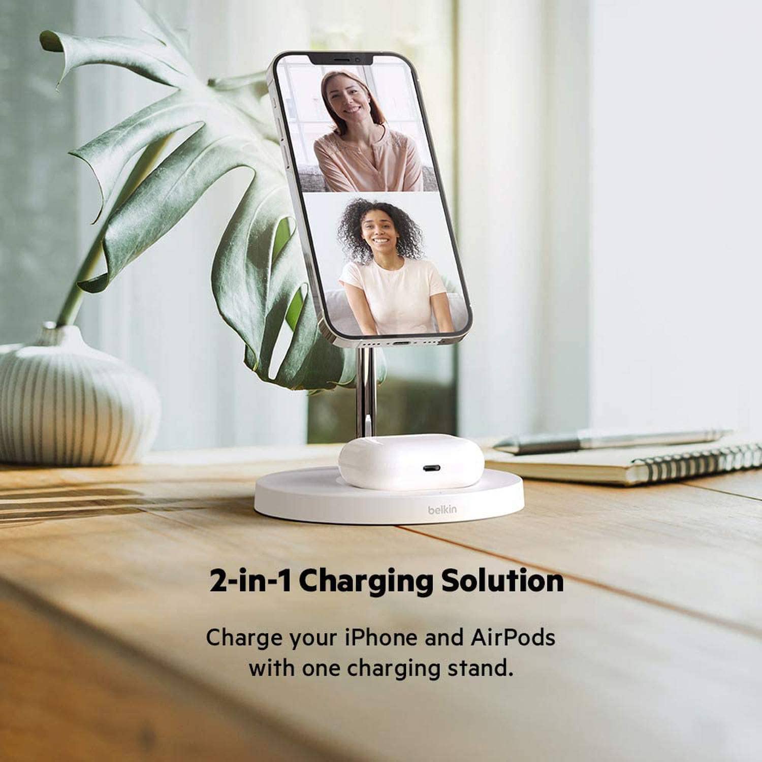 belkin-caricabatterie-wireless-2-in-1-magsafe-15w-supporto-di-ricarica-magnetico image 4