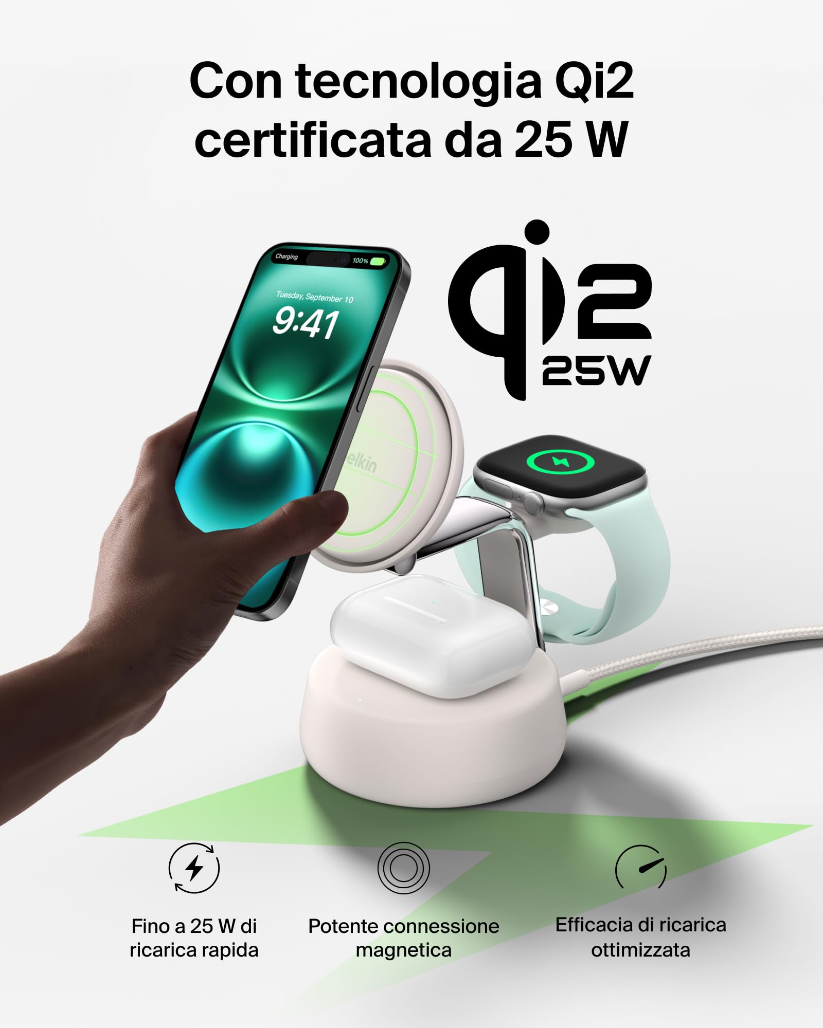 belkin-ultracharge-pro-stazione-di-ricarica-wireless-3-in-1-qi2-25w-magsafe-con- image 6