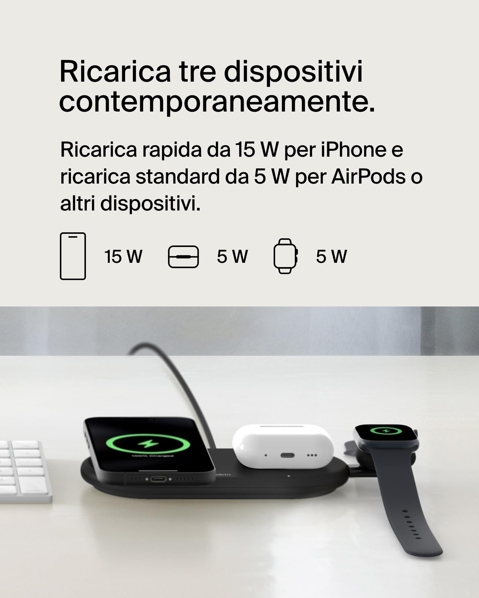 belkin-boostcharge-pro-tappetino-di-ricarica-wireless-3-in-1-qi2-magnetico-15-w- image 3