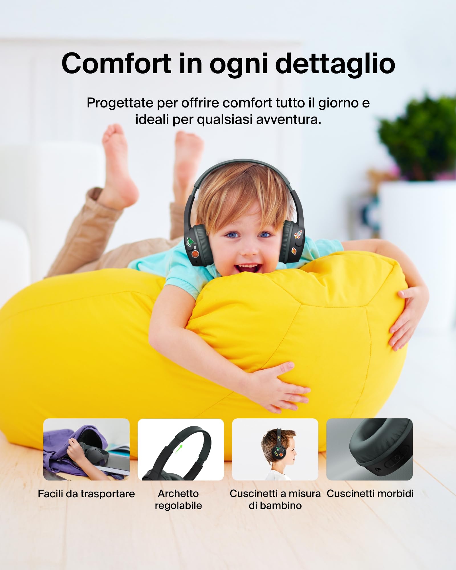 belkin-soundform-mini-cuffie-wireless-over-ear-per-bambini-con-microfono-bluetoo image 7
