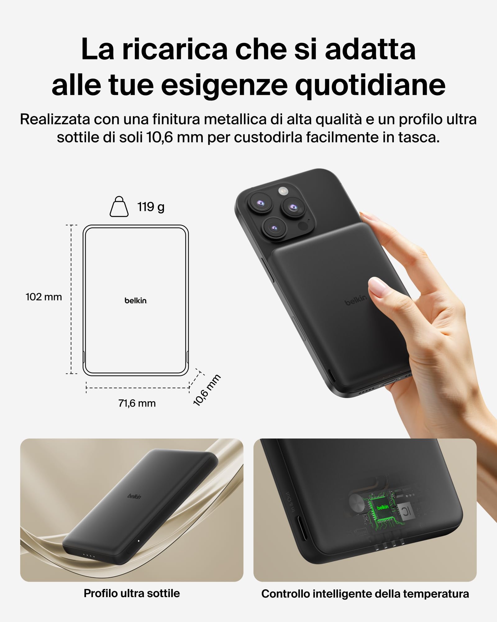 belkin-boostcharge-power-bank-magnetica-5-000-mah-ricarica-wireless-7-5-w-porta- image 3