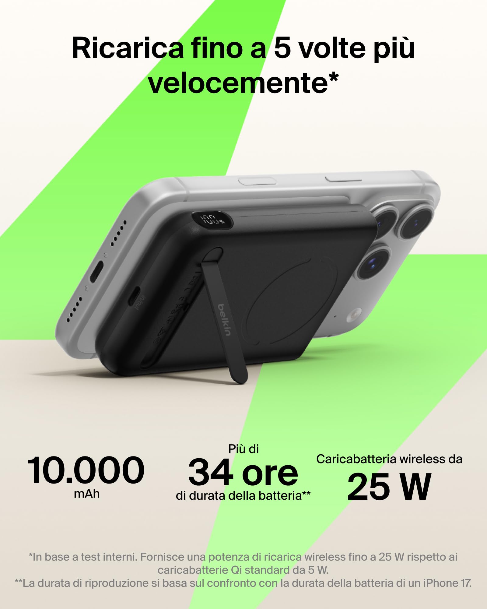 belkin-ultracharge-pro-power-bank-10-000-mah-magnetico-qi2-25-w-con-anello-magne image 2