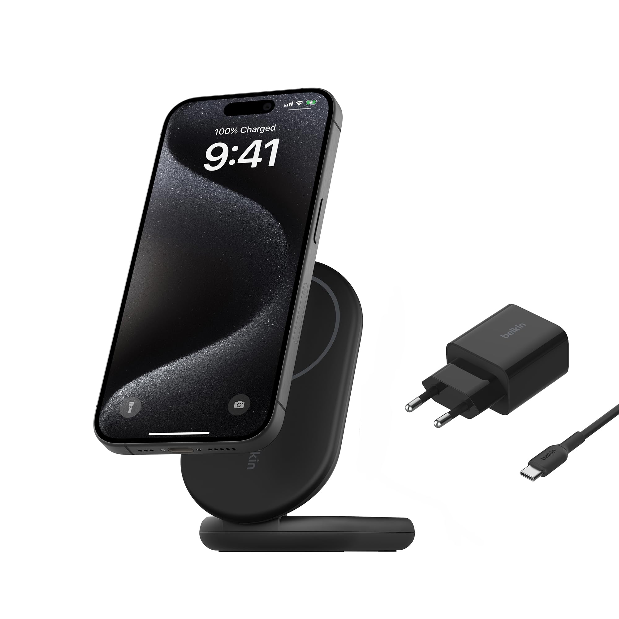 belkin-boostcharge-caricabatteria-wireless-magnetico-pieghevole-qi2-15w-con-alim image 1