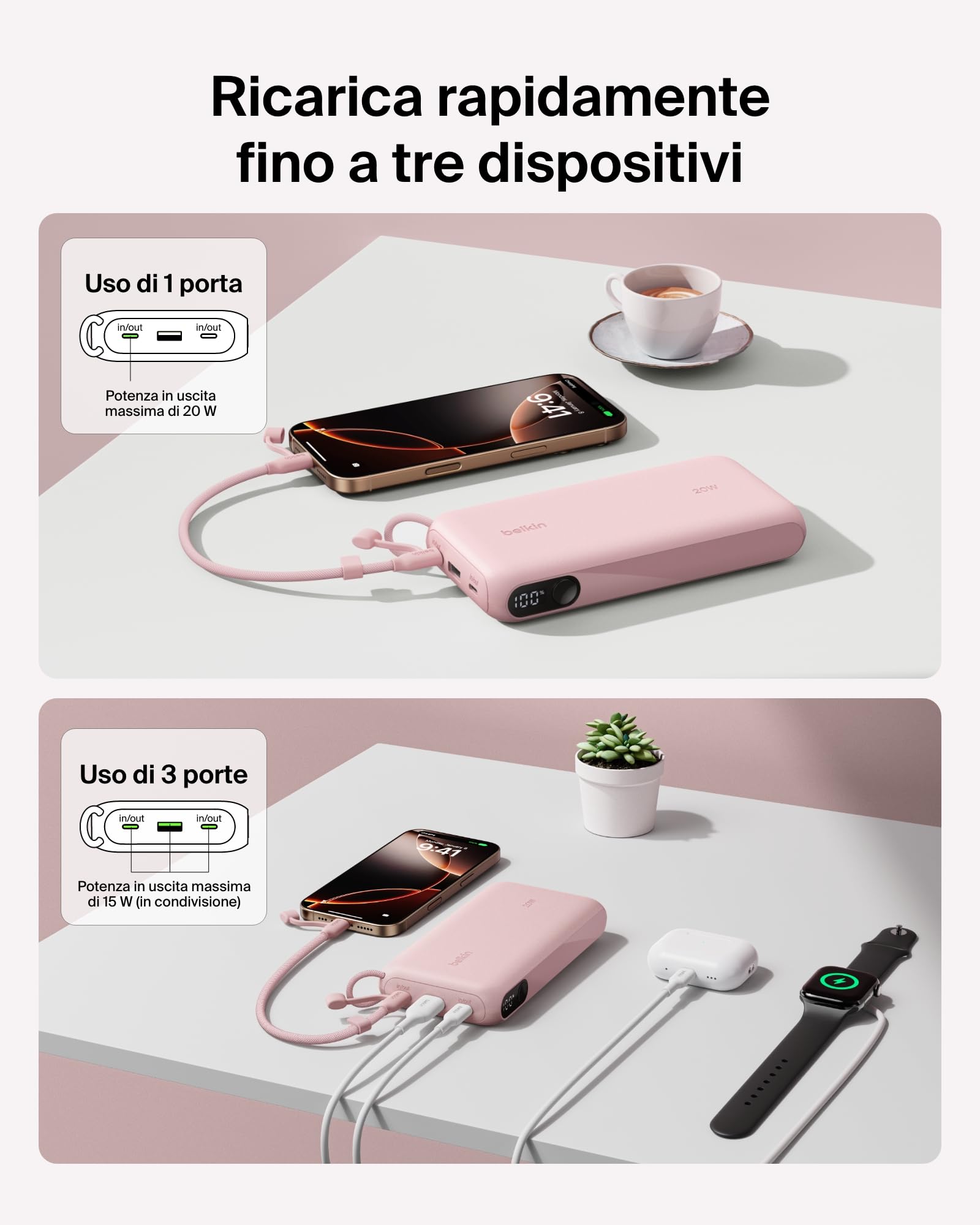 belkin-boostcharge-power-bank-20-000-mah-caricabatterie-portatile-usb-c-con-2-po image 2