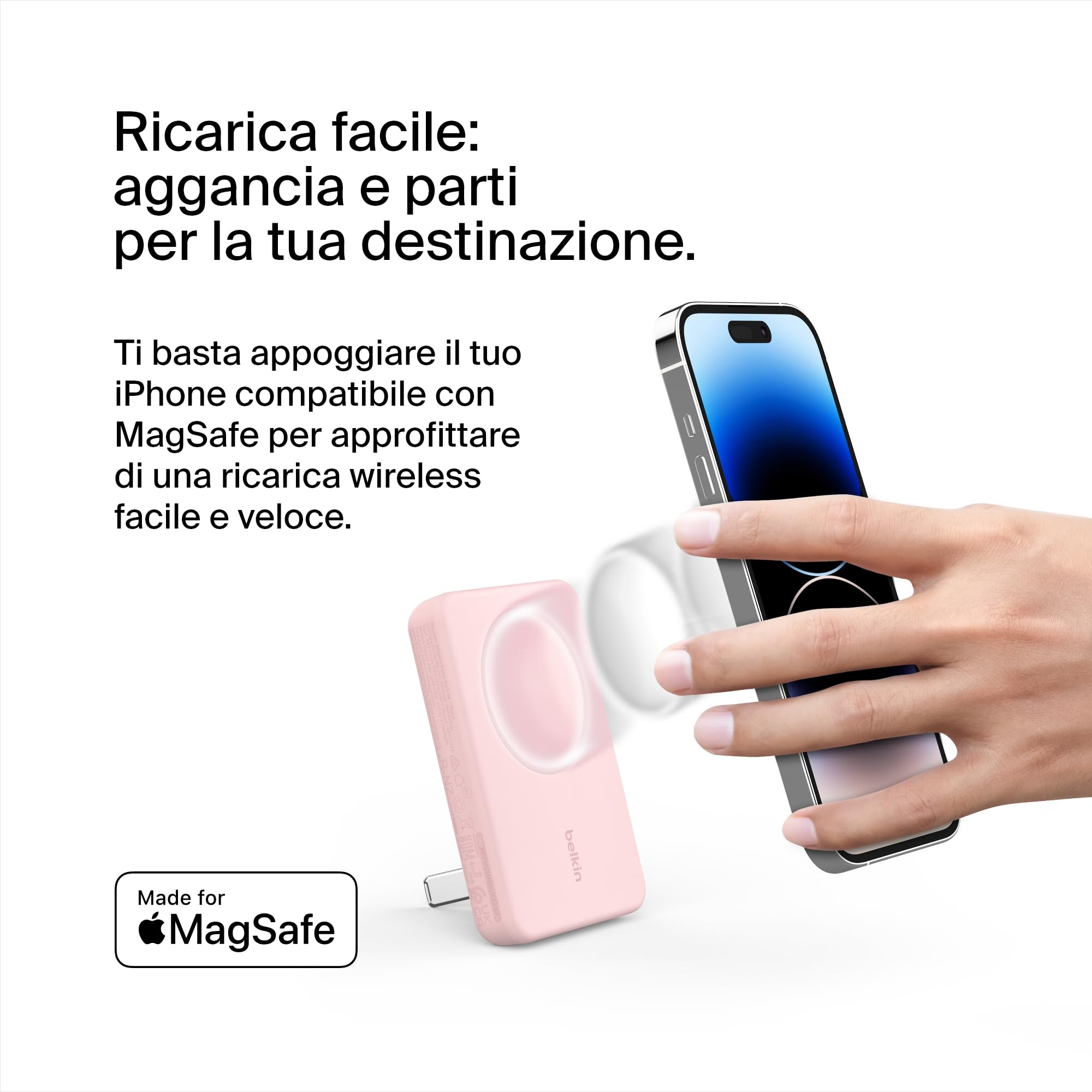 belkin-batteria-esterna-wireless-magnetica-magsafe-5000-mah-con-ricarica-passant image 2