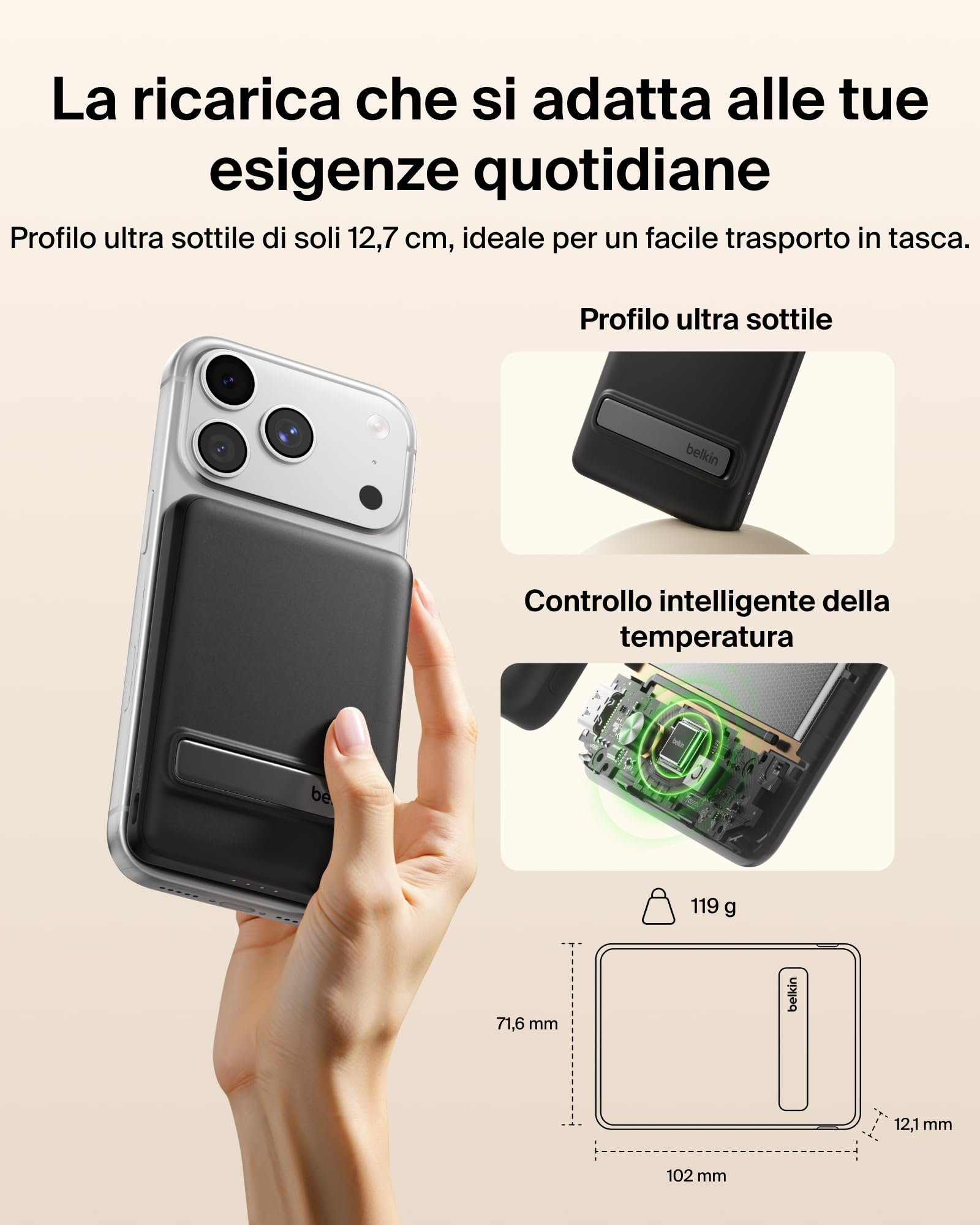 belkin-boostcharge-power-bank-magnetico-5000-mah-qi2-15w-con-supporto-estraibile image 2