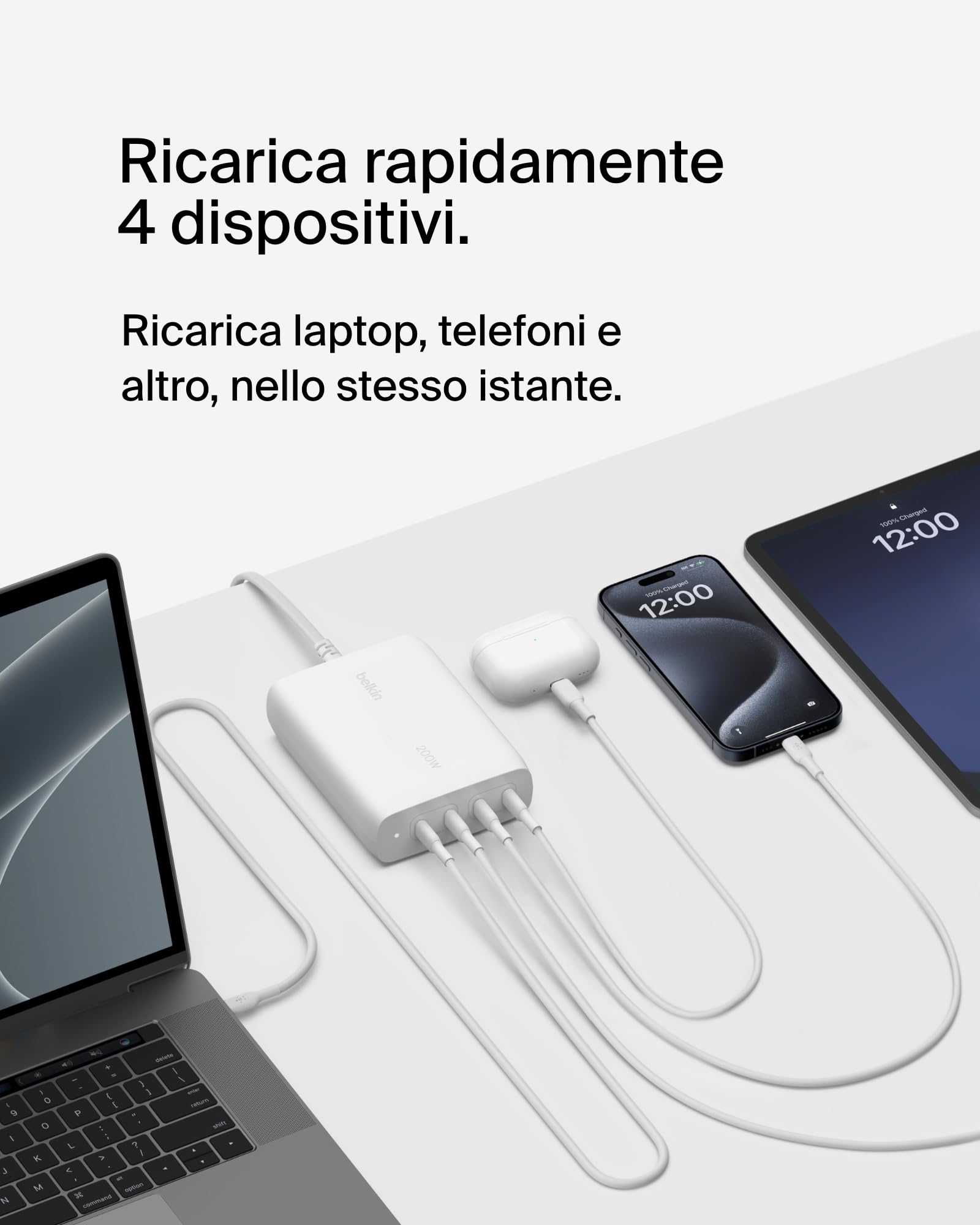 belkin-boostcharge-pro-caricabatteria-da-parete-gan-200w-4-porte-usb-c-pd-3-1-ri image 2