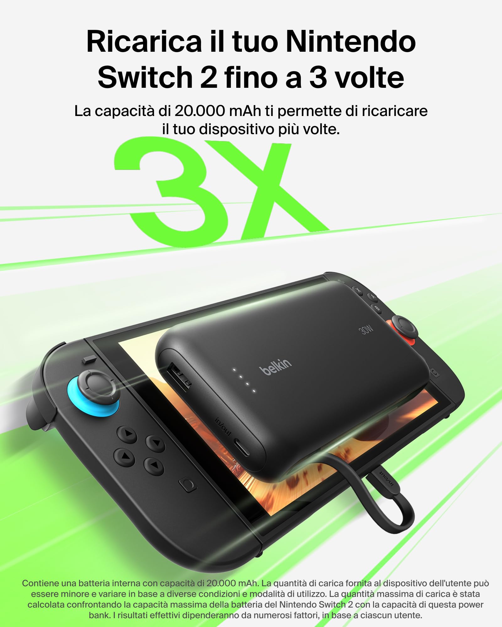 belkin-gaming-power-bank-20000-mah-30w-con-cavo-usb-c-integrato-batteria-portati image 2