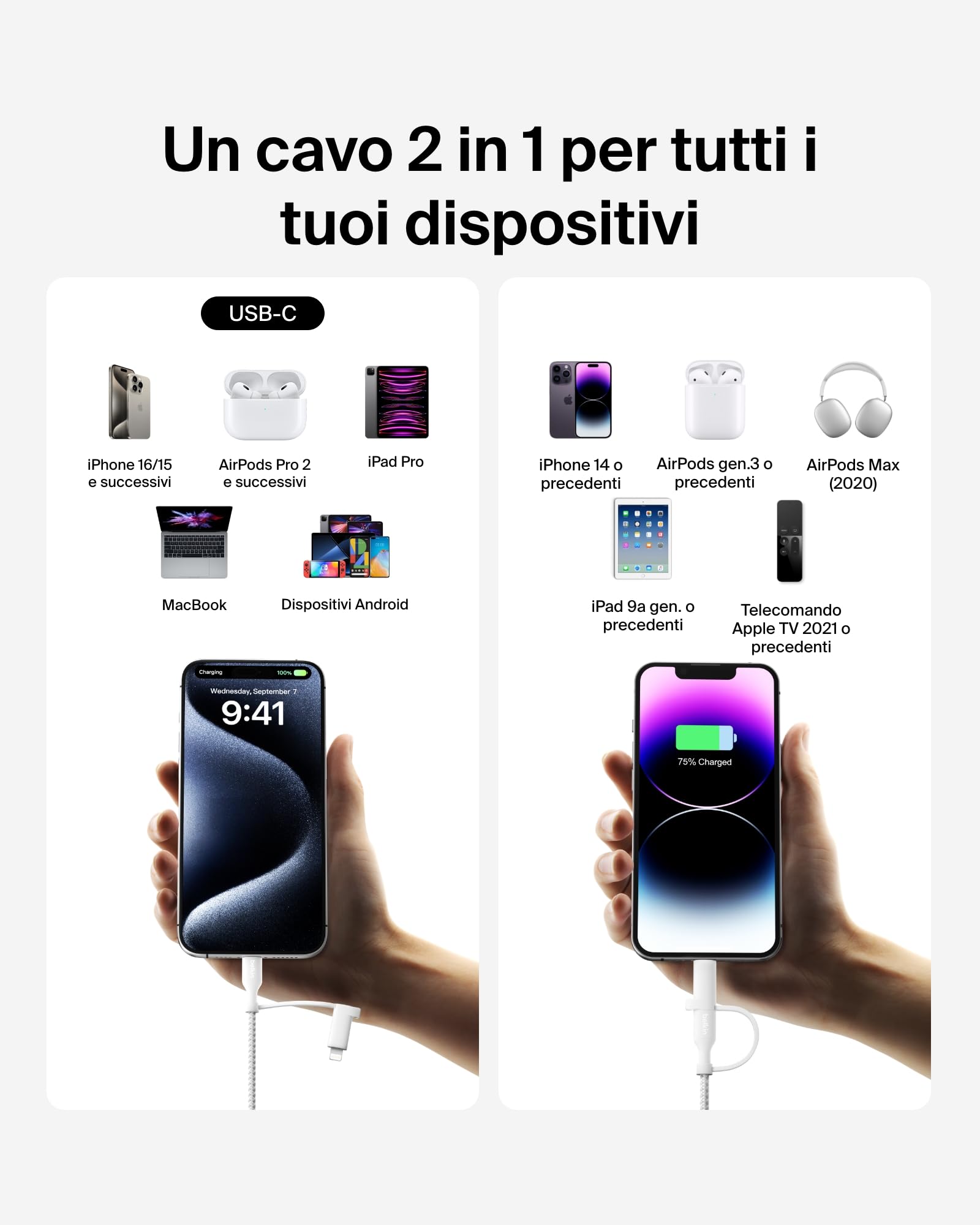belkin-boostcharge-cavo-di-ricarica-2-in-1-usb-c-e-lightning-intrecciato-60w-cav image 2