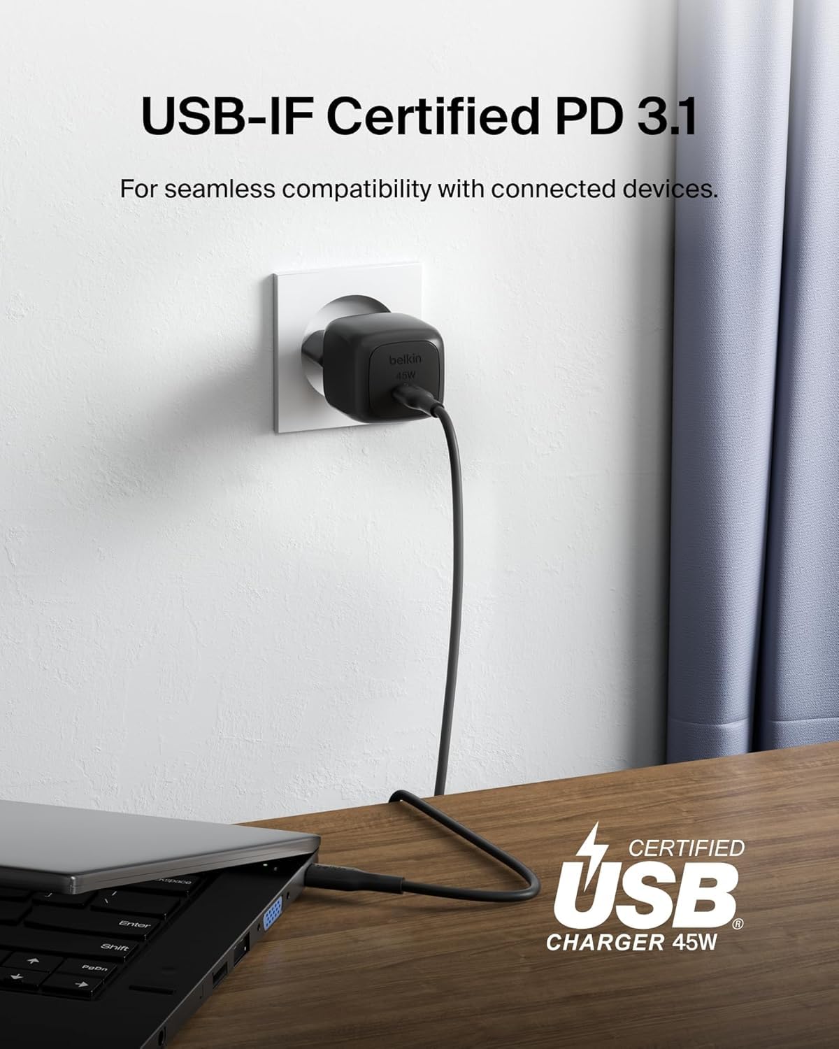 belkin-45w-usb-c-pd-wall-charger-wcharge-wppsblk-con-cavo-usb-c-to-usb-c image 5