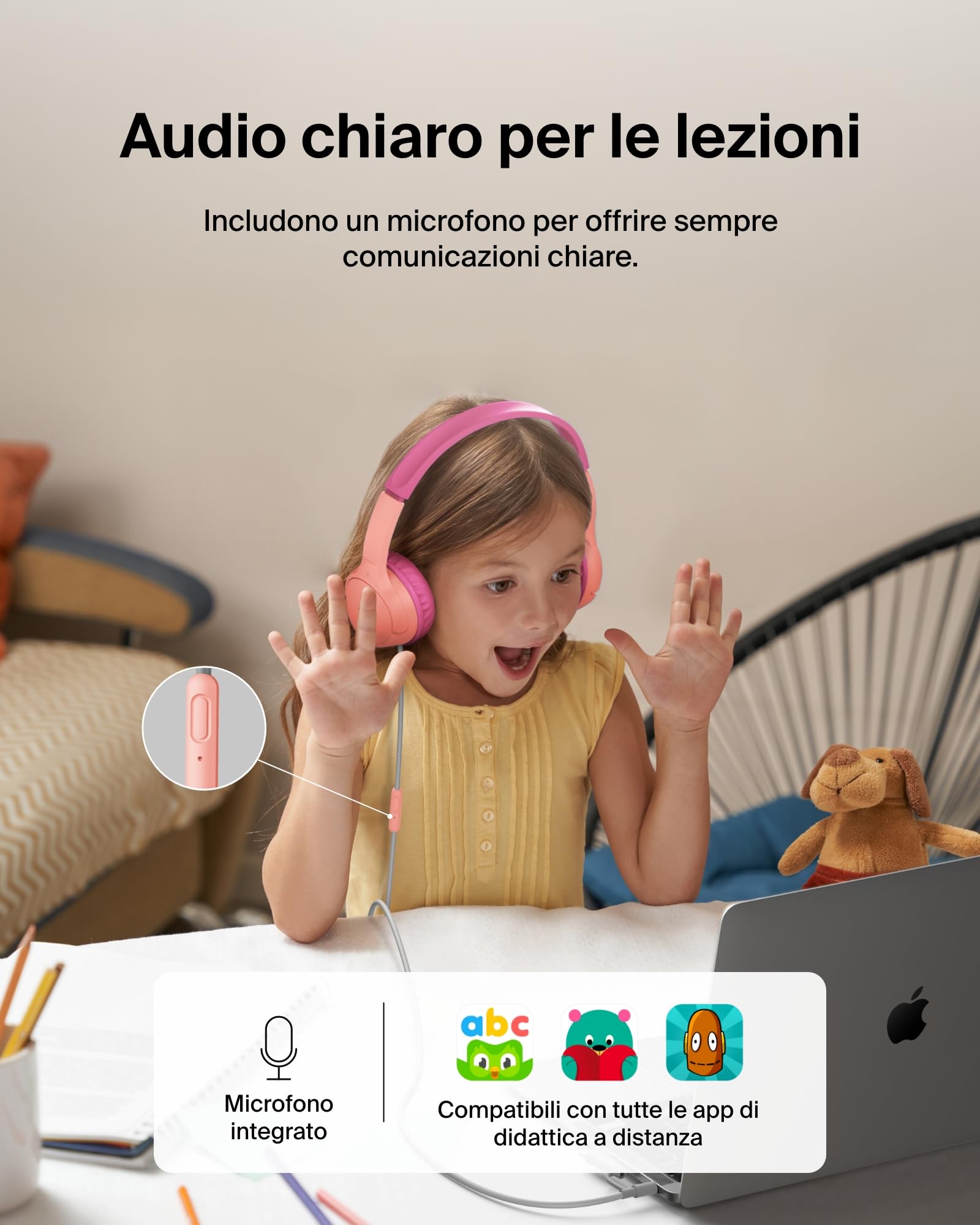 belkin-soundform-mini-cuffie-per-bambini-con-filo-limite-volume-85-db-adattatore image 4