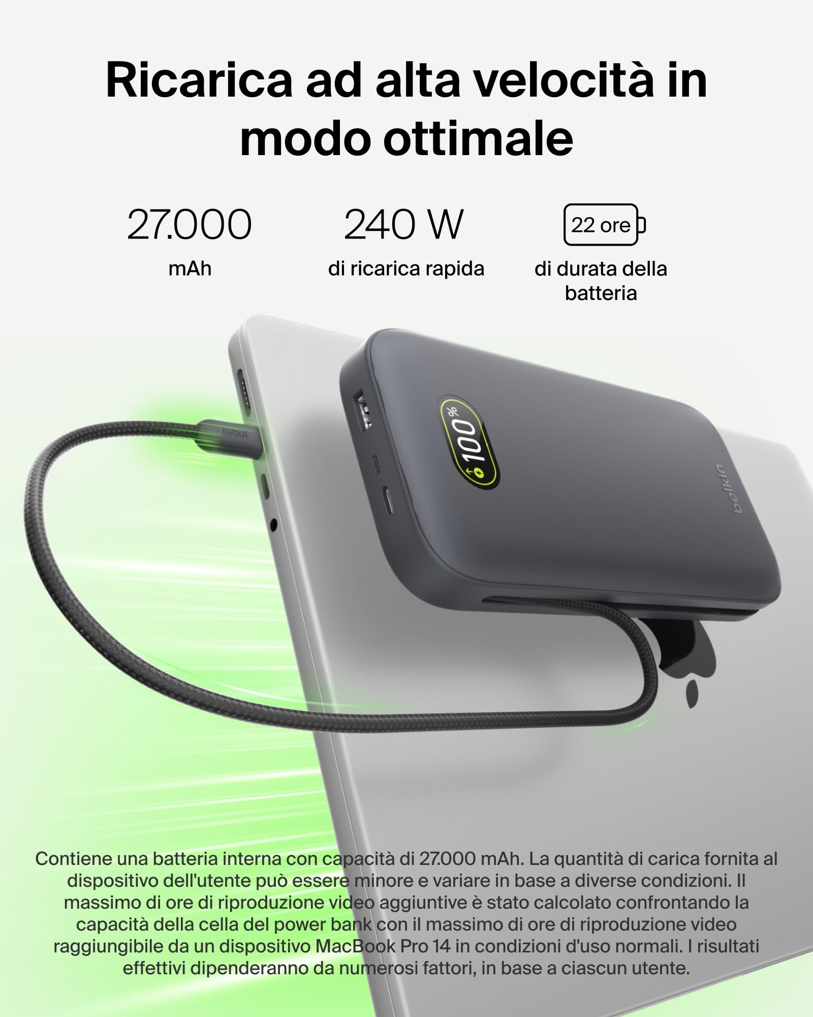 belkin-ultracharge-pro-power-bank-27000mah-caricatore-portatile-con-cavo-usb-c-i image 2