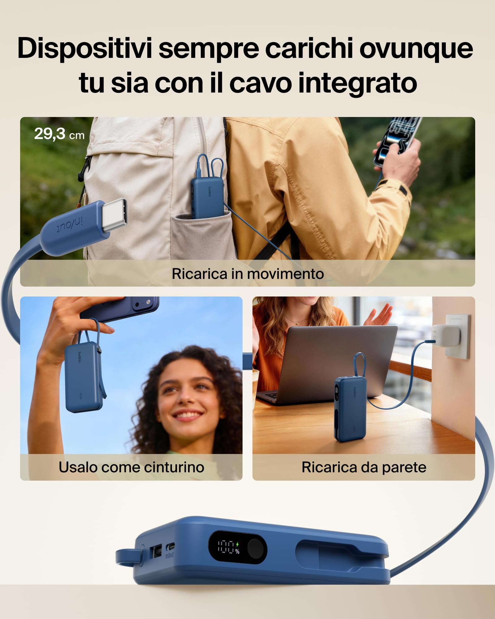 belkin-ultracharge-power-bank-10-000-mah-45-w-pd-con-cavo-usb-c-integrato-e-disp image 6