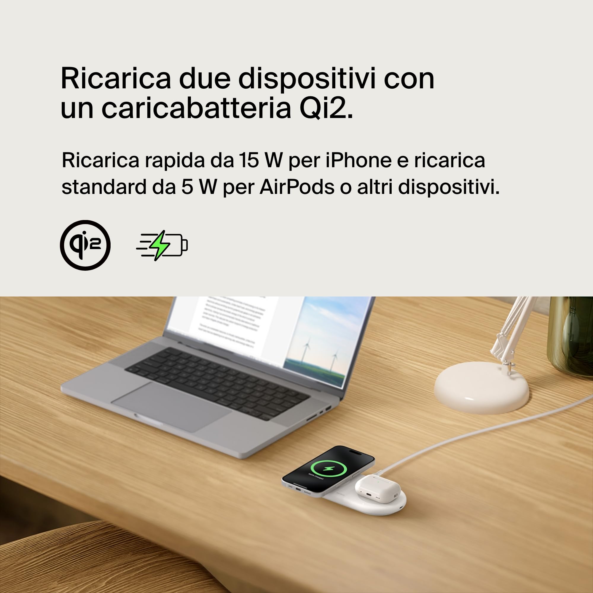 belkin-boostcharge-pro-tappetino-di-ricarica-wireless-2-in-1-qi2-15w-magsafe-per image 2
