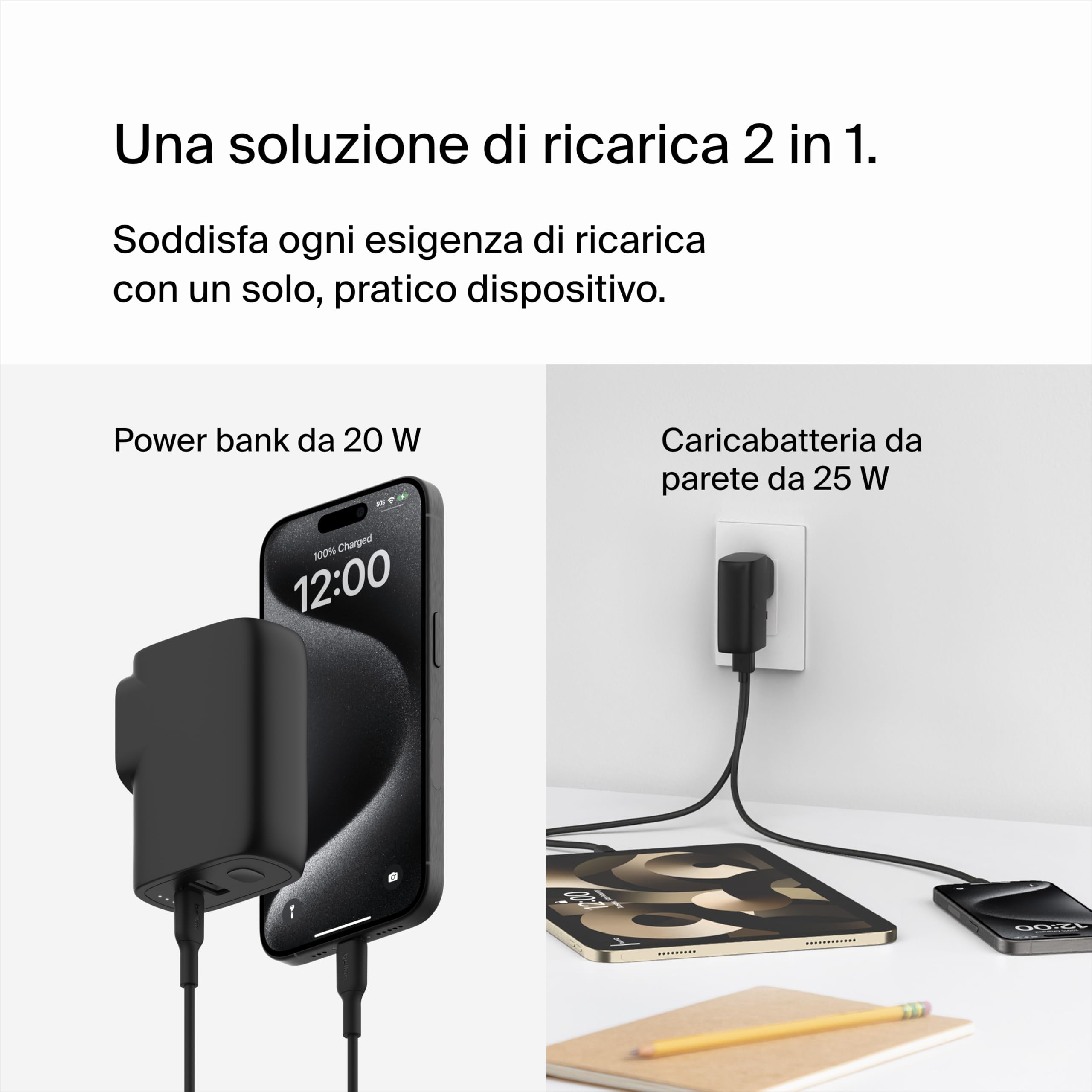belkin-boostcharge-caricabatteria-da-parete-ibrido-25w-power-bank-5000mah-2-in-1 image 2