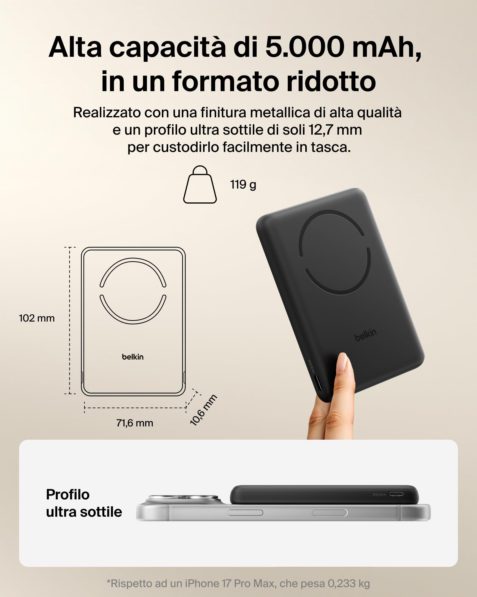 belkin-boostcharge-power-bank-magnetico-5000-mah-certificato-qi2-15w-sottile-ane image 2