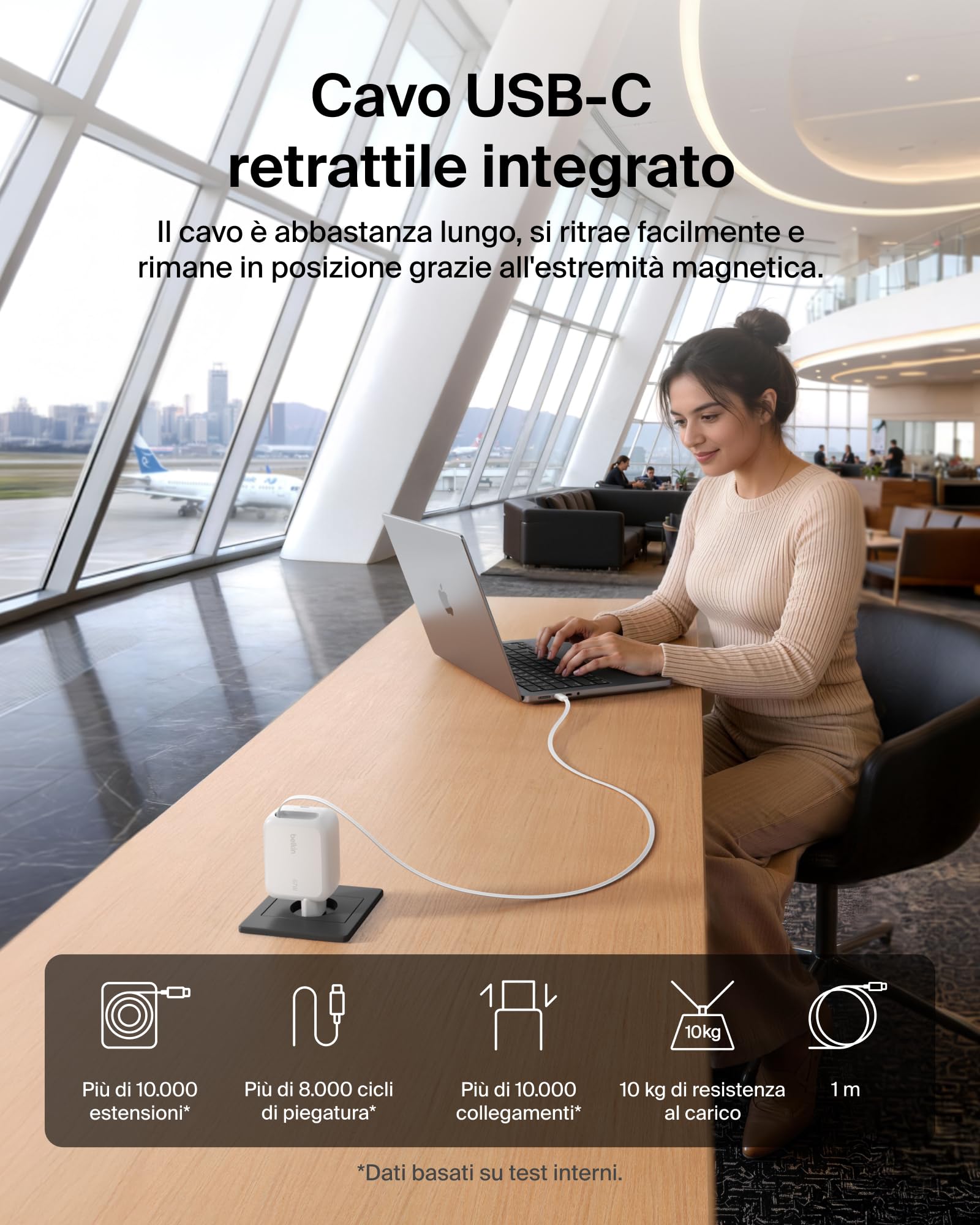 belkin-caricabatterie-usb-c-gan-67w-con-cavo-usb-c-retrattile-1-m-e-porta-usb-c- image 3
