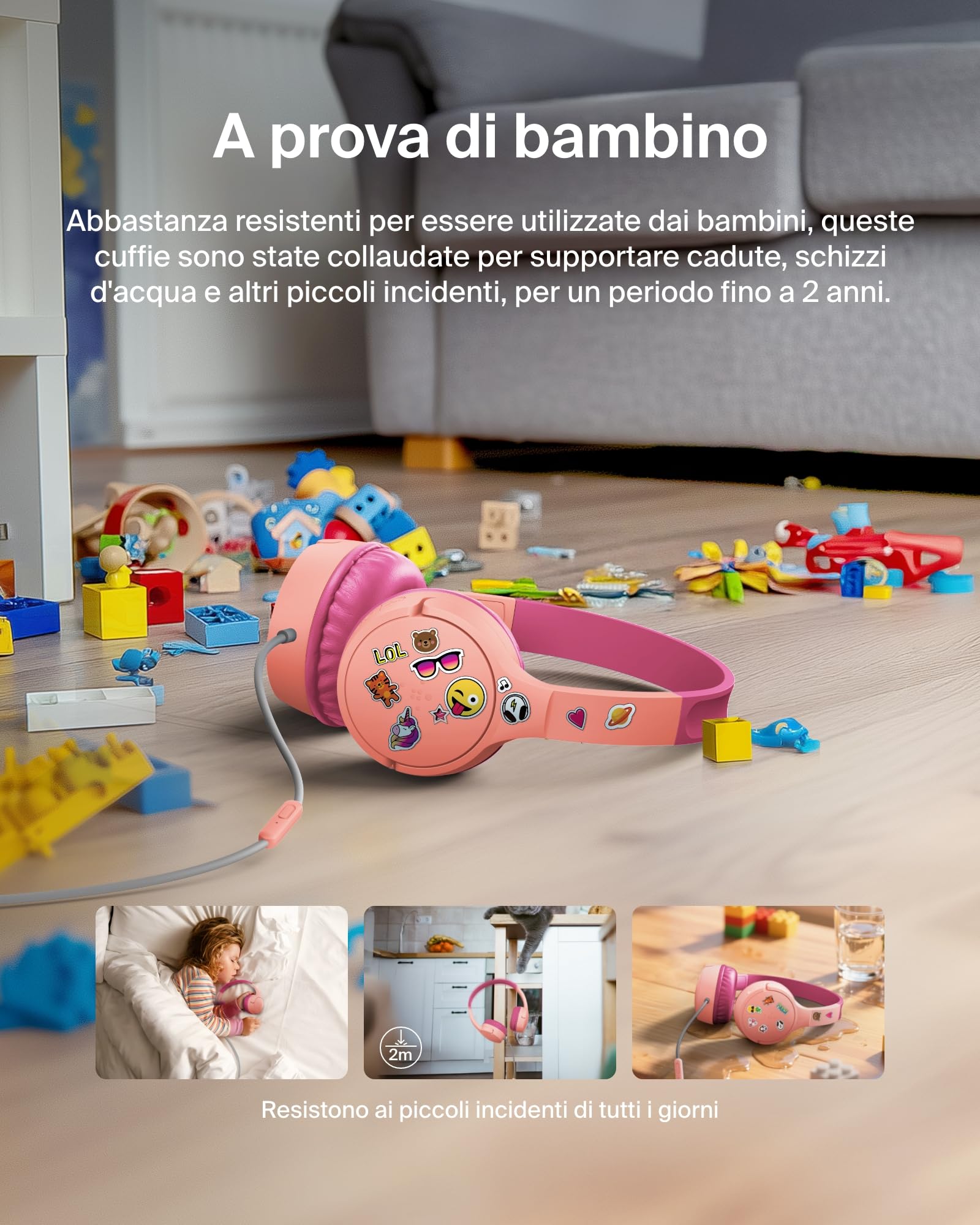 belkin-soundform-mini-cuffie-per-bambini-con-filo-limite-volume-85-db-adattatore image 5