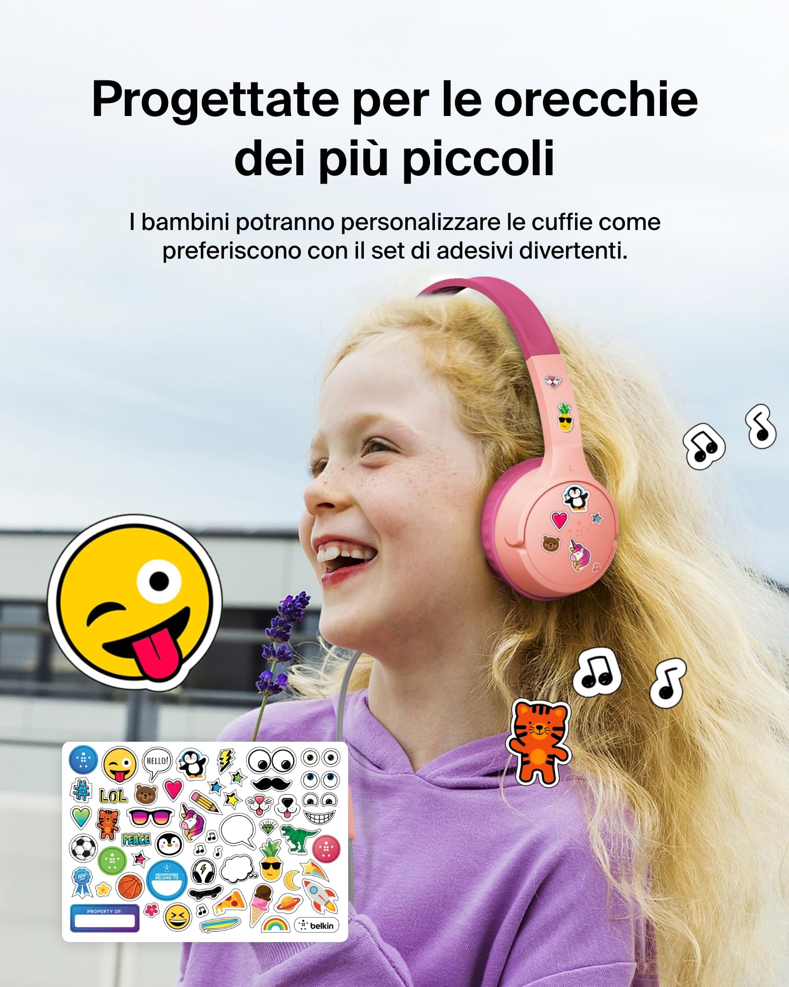 belkin-soundform-mini-cuffie-per-bambini-con-filo-limite-volume-85-db-adattatore image 7