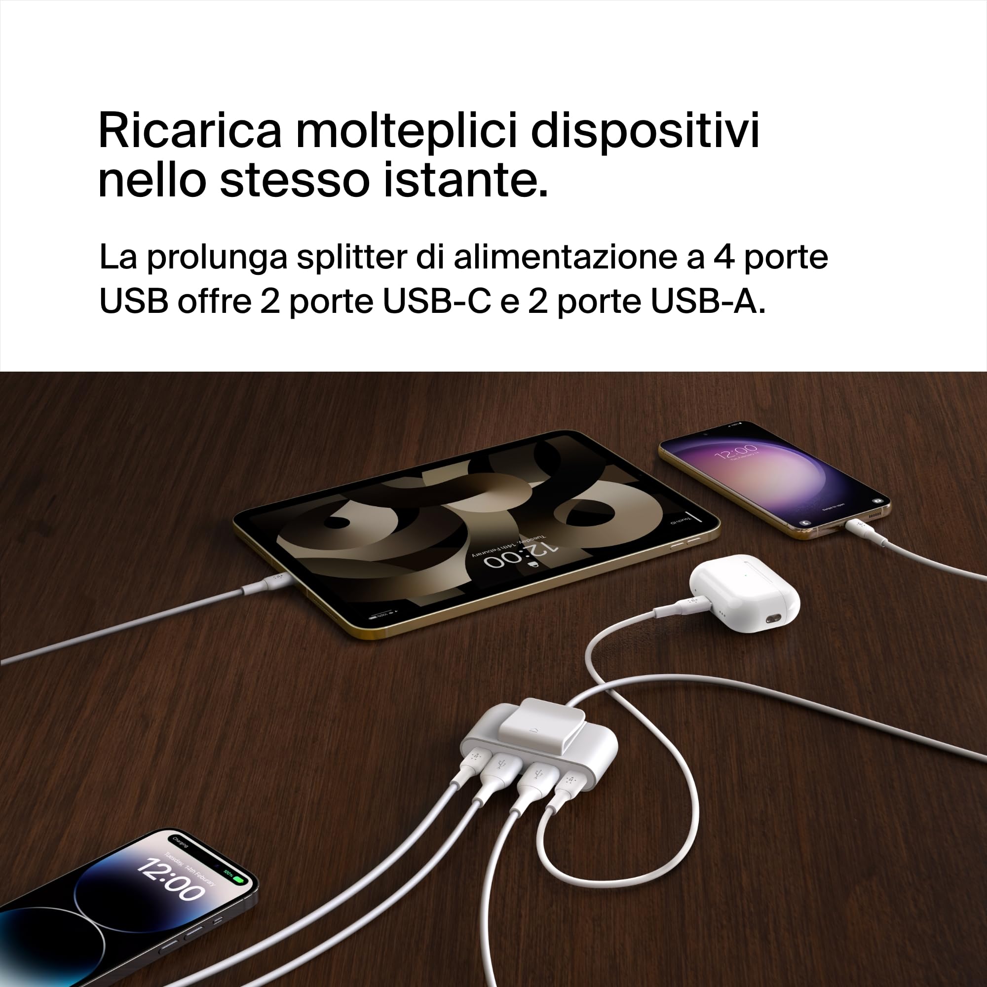 belkin-boostcharge-hub-4-porte-usb-2-usb-c-e-2-usb-a-con-cavo-da-2-m-uscita-30-w image 4