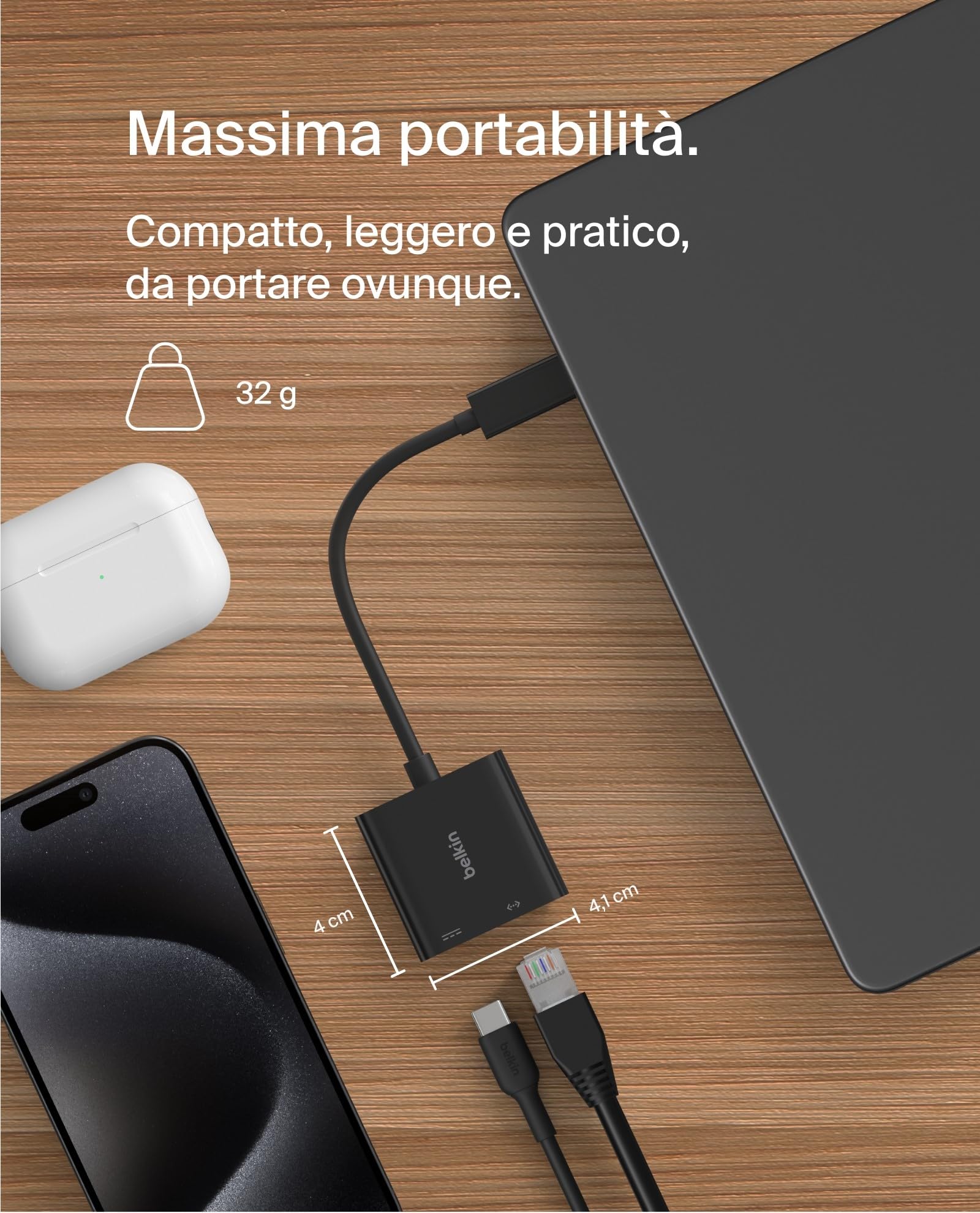 belkin-connect-adattatore-usb-c-a-ethernet-gigabit-ricarica-100-w-power-delivery image 4