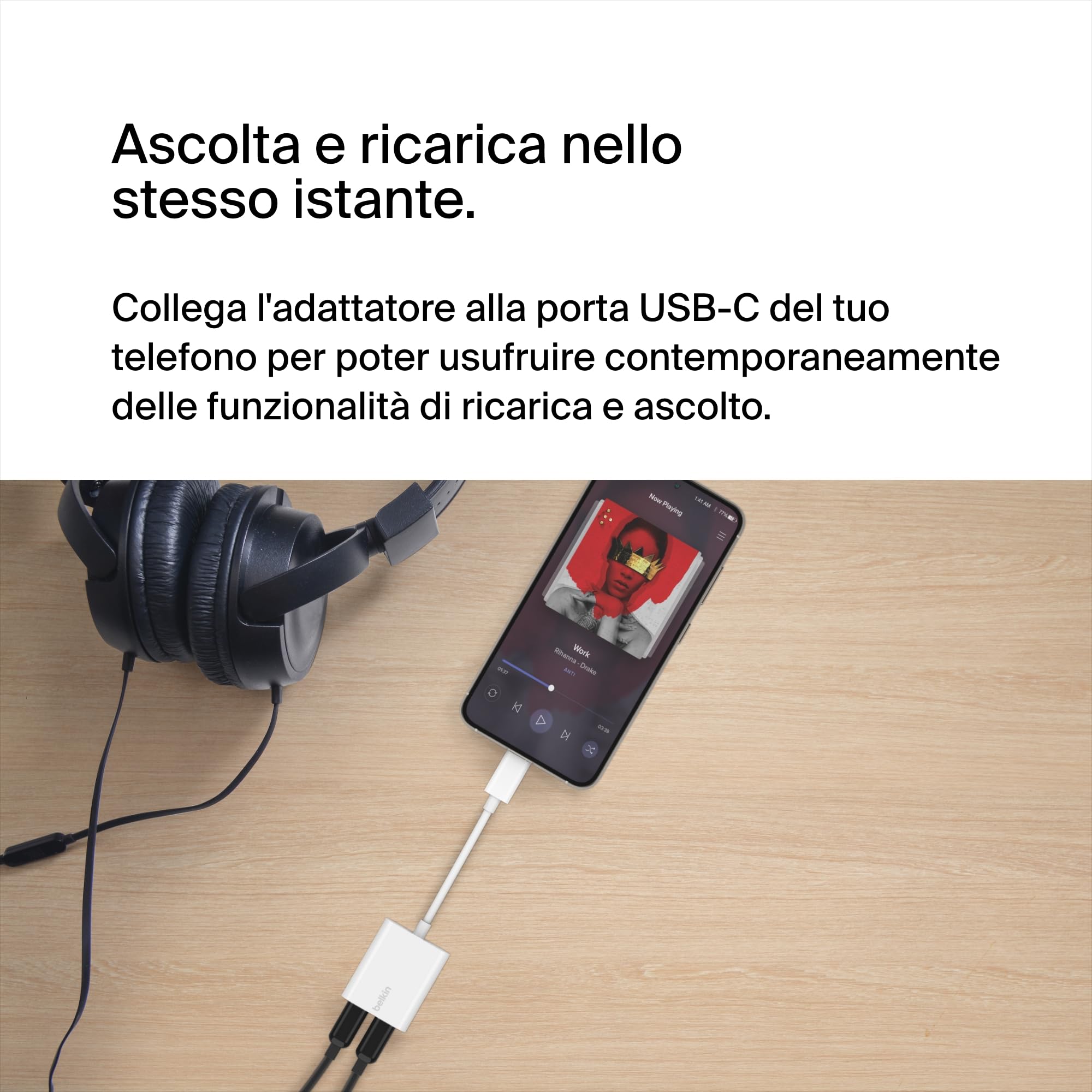 belkin-rockstar-adattatore-audio-ricarica-usb-c-2-in-1-pass-through-60-w-usb-pd- image 2