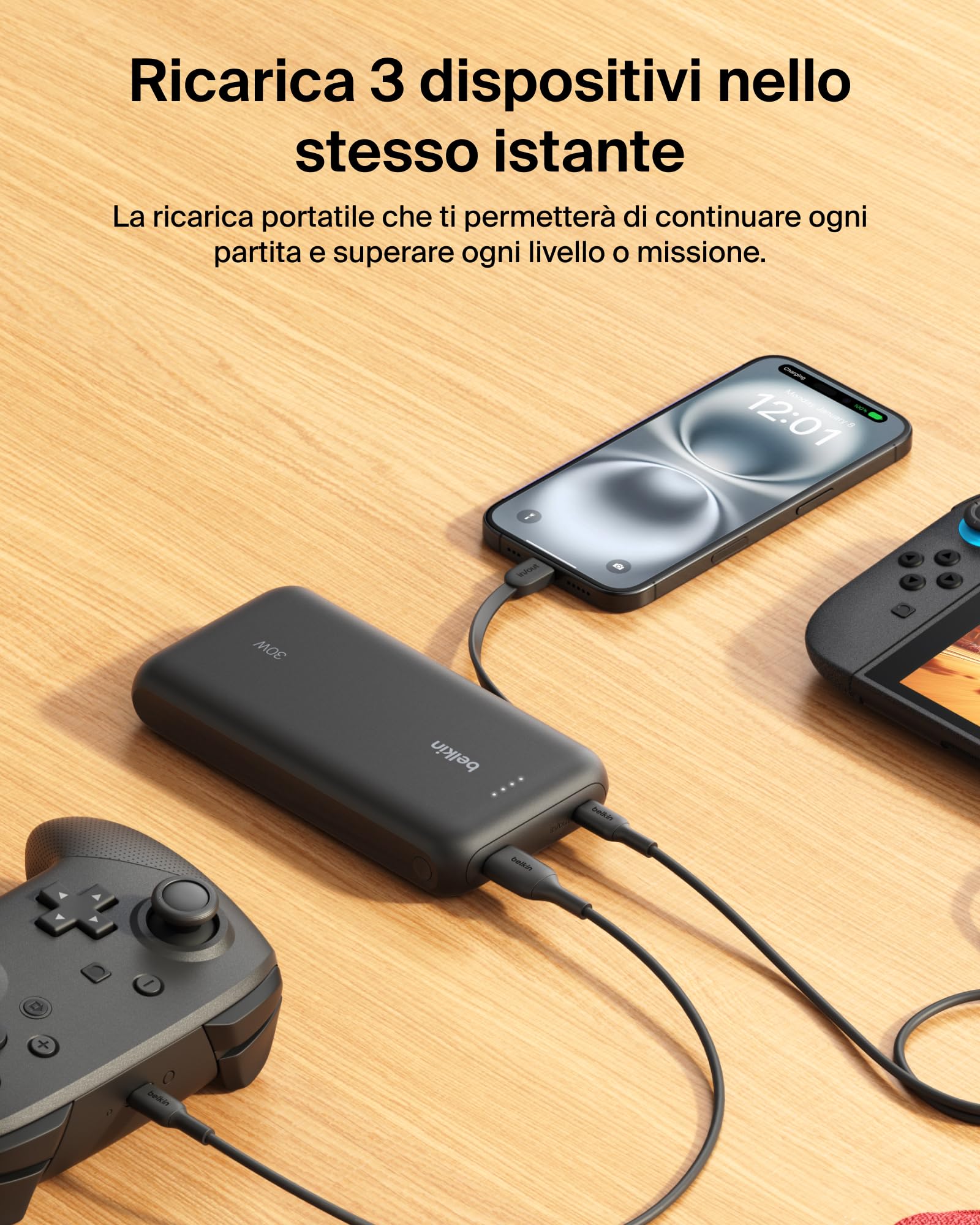 belkin-gaming-power-bank-20000-mah-30w-con-cavo-usb-c-integrato-batteria-portati image 4