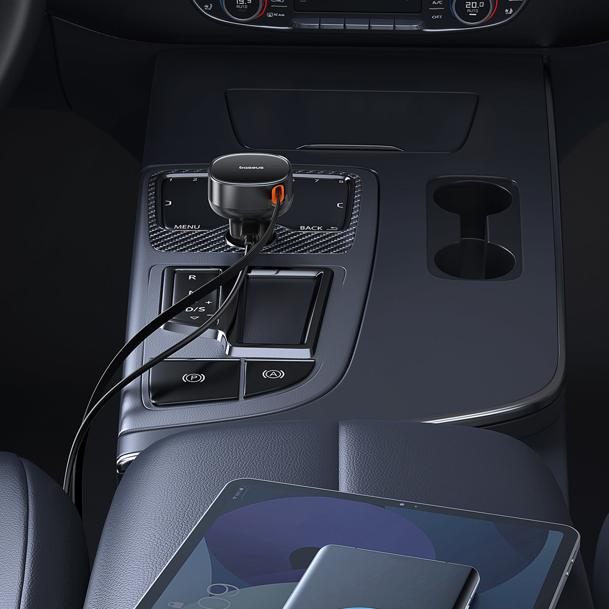 baseus-enjoyment-pro-caricatore-auto-retrattile-usb-c-60w-con-cavi-retrattili image 8
