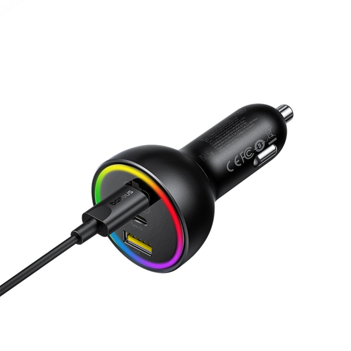 baseus-multi-port-fast-charge-caricatore-auto-c-c-u-152-5w-set-con-luce-rgb image 6