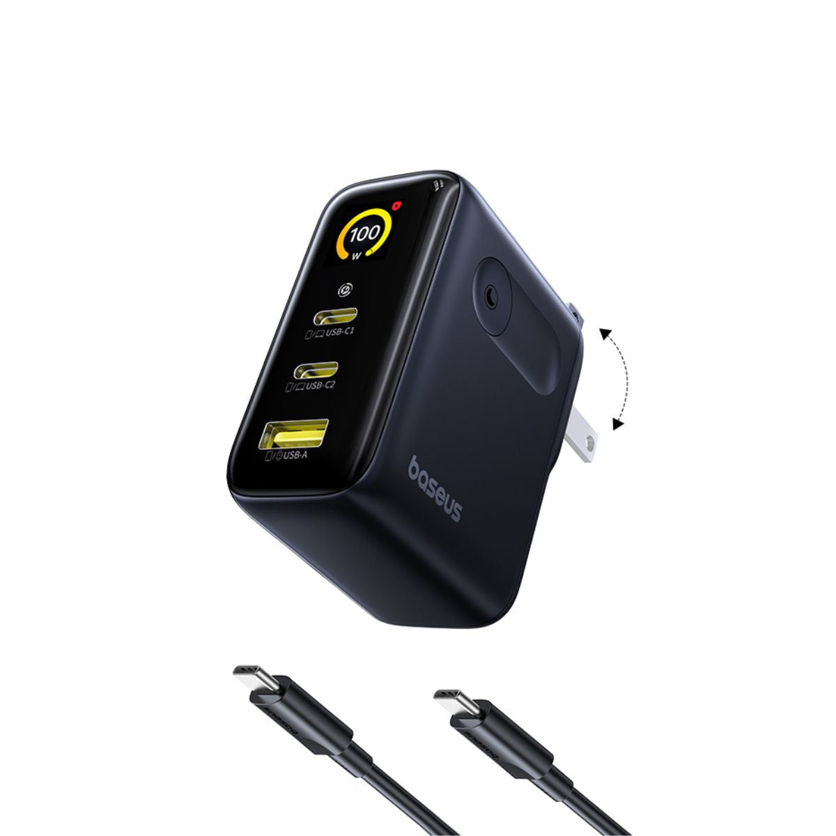 baseus-picogo-ae21-100w-caricatore-rapido-2x-usb-c-usb-a-con-display-digitale image 5