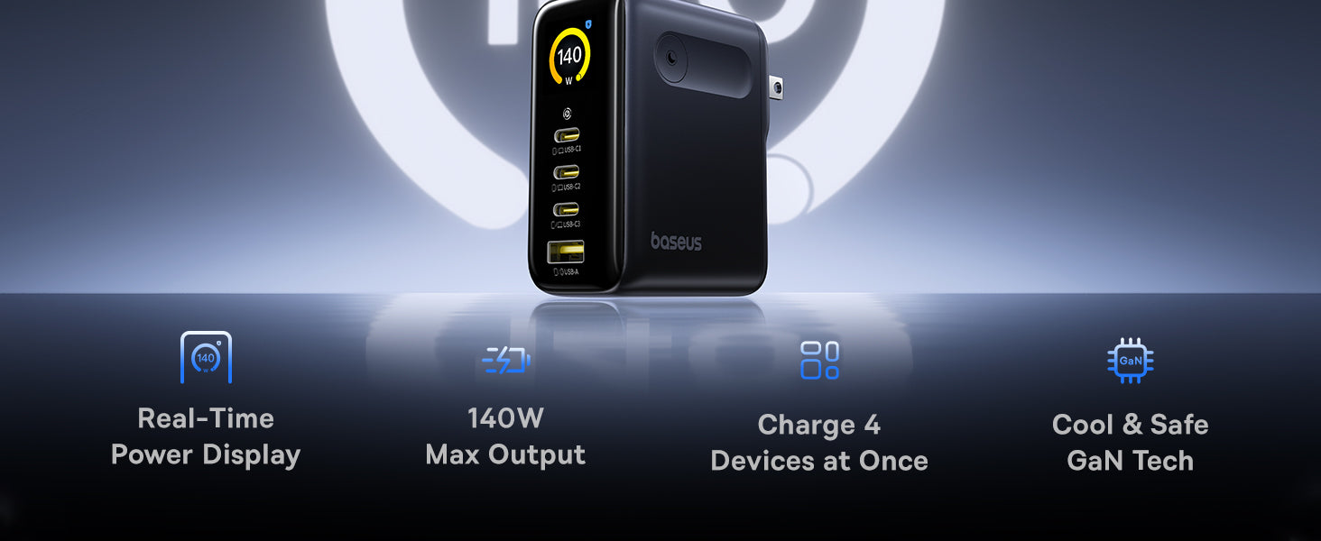 baseus-picogo-ah11-fast-charger-140w-3c-u-caricatore-da-muro-gan-4-porte-con-dis image 5