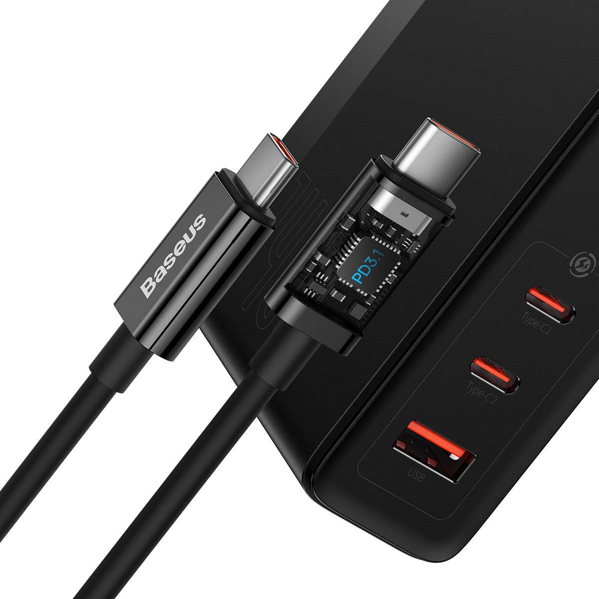 baseus-powermega-fast-charger-140w-a-3-porte-caricatore-da-muro-pd3-1-con-usb-c- image 4