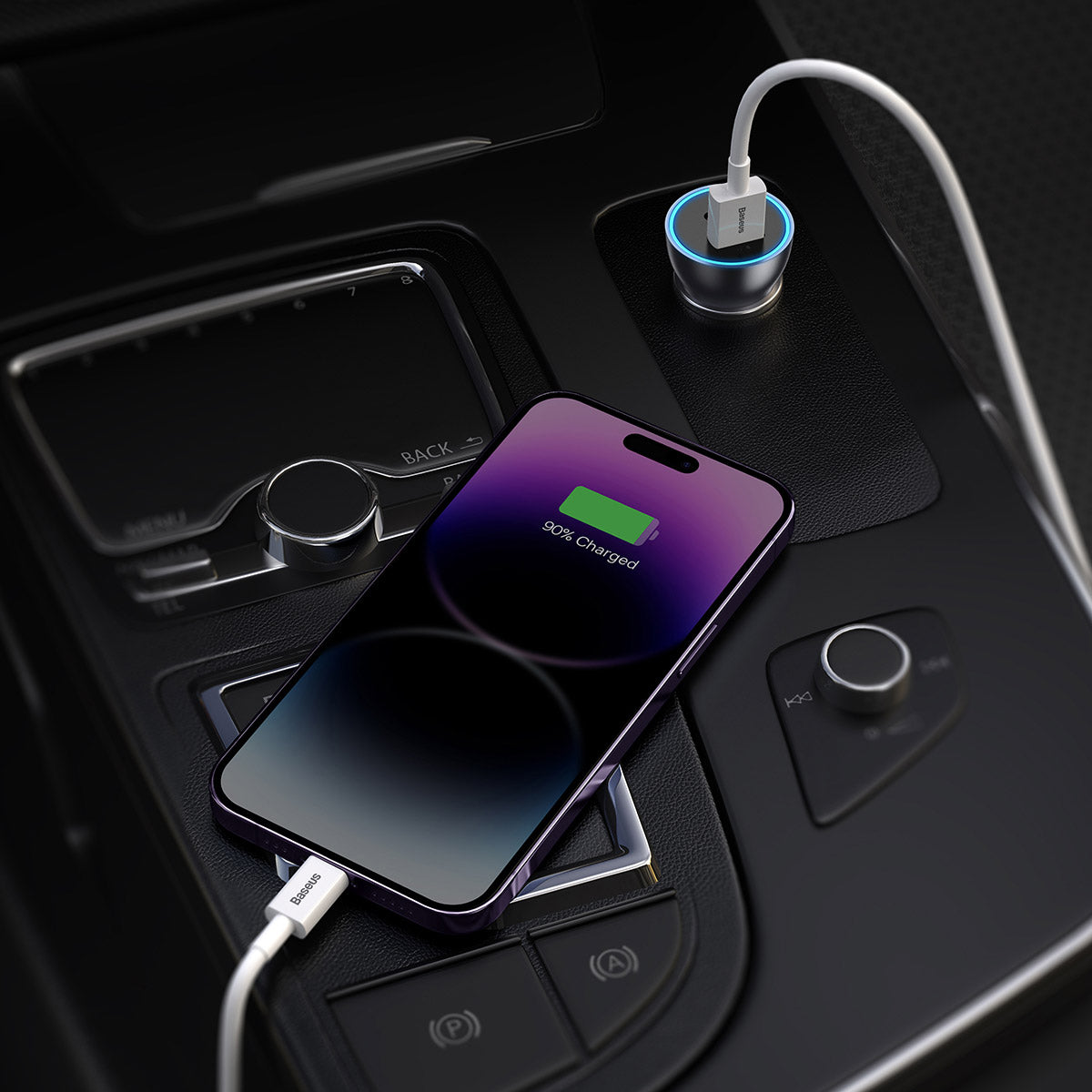 baseus-caricatore-auto-usb-a-usb-c-60w-con-distribuzione-intelligente-della-pote image 7