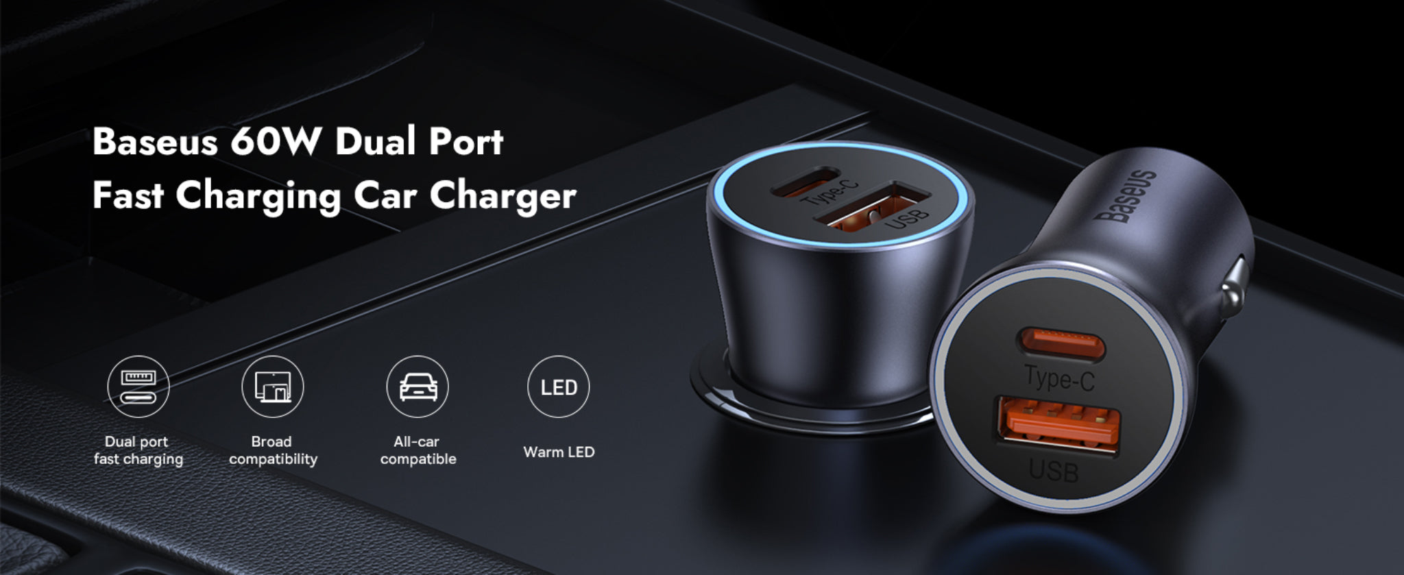 baseus-caricatore-auto-usb-a-usb-c-60w-con-distribuzione-intelligente-della-pote image 8